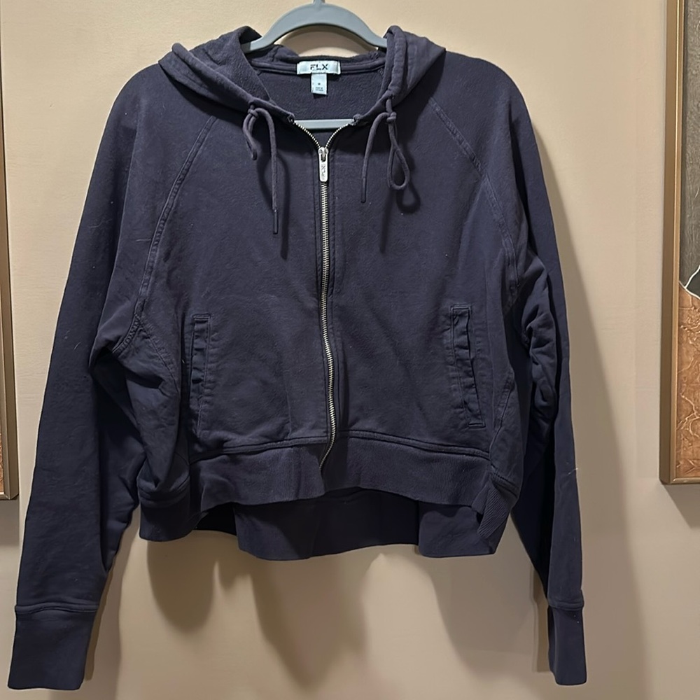 FLX Navy Blue Crop Zip Sweatshirt